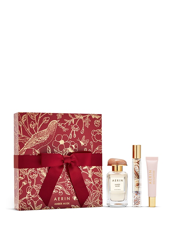 cofanetto regalo per le feste con fragranza aerin amber musk